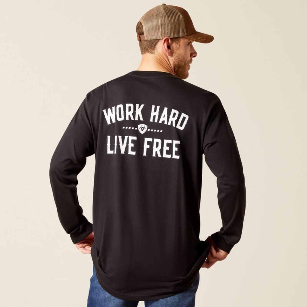 Ariat Men's Rebar CottonStrong Graphic Long Sleeve T-Shirt Long Sleeve T-Shirts Ariat Black 2XL Reg