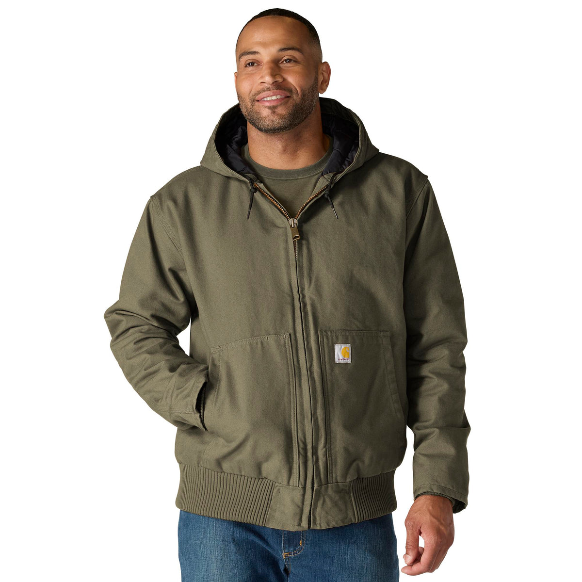 Carhartt Men's Loose Fit Washed Duck Insulated Active Jac-3 Jacket Jackets & Coats Carhartt Moss 2XL Reg
