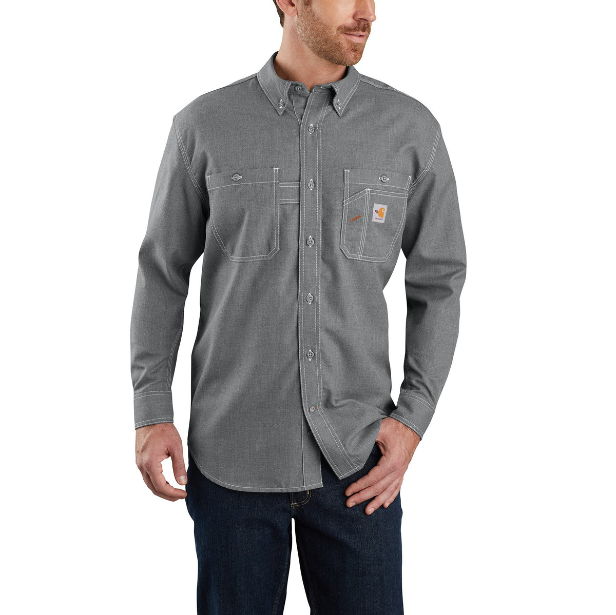 Carhartt Men's Flame Resistant Force® Lightweight Work Shirt Work Shirts Carhartt Gray 2XL Reg