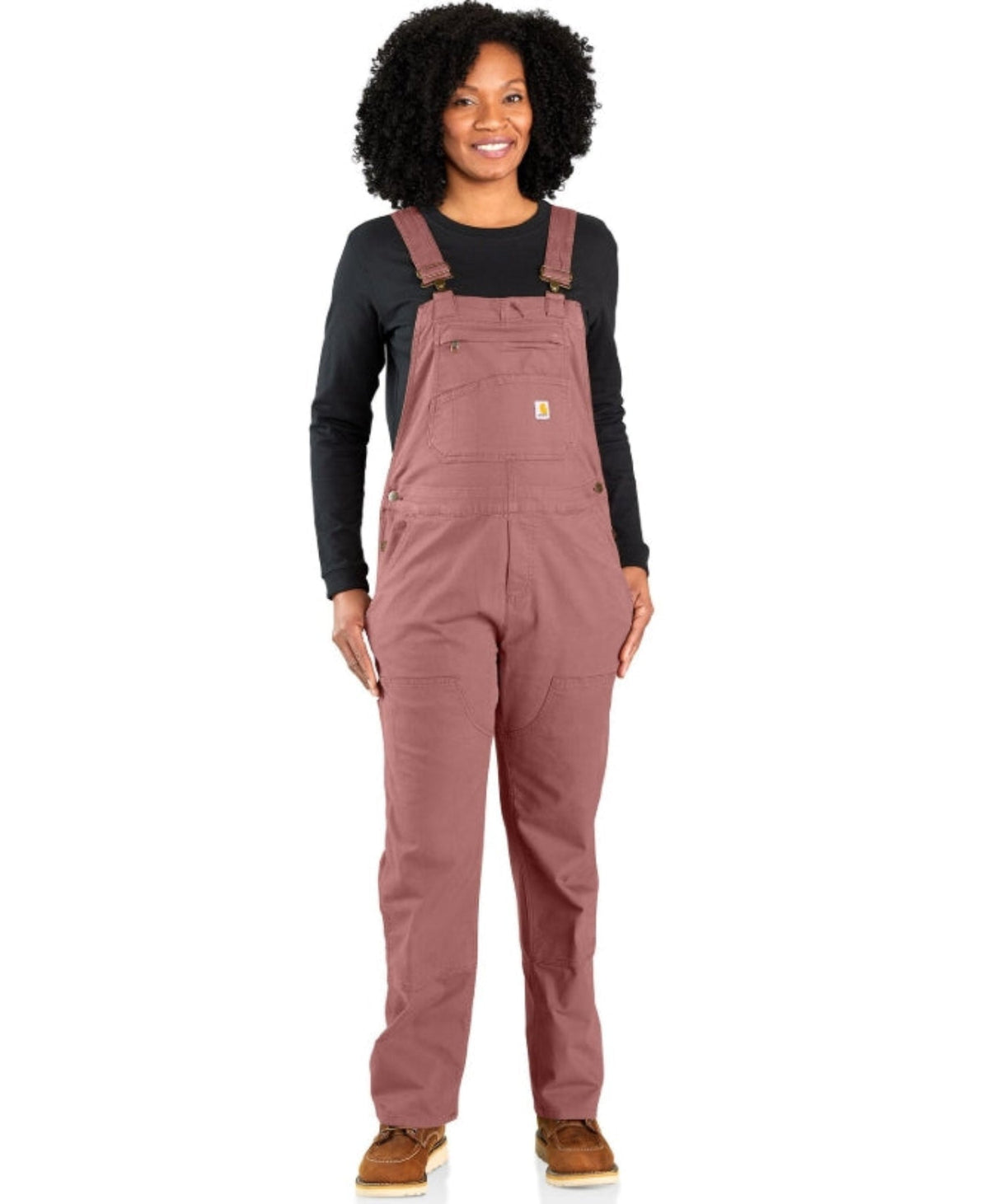 Carhartt Women's Rugged Flex® Double-Front Canvas Bib Bibs & Overalls Carhartt Rose Tint L Reg