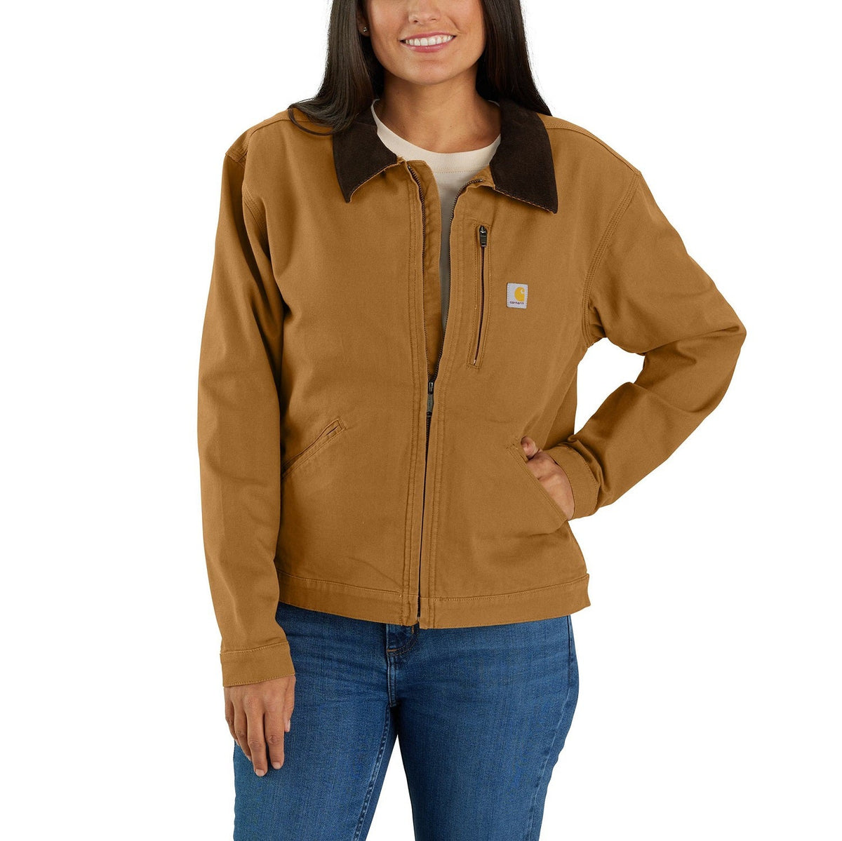 Carhartt Women's Re-Engineered Rugged Flex® Loose Fit Canvas Detroit Jacket Jackets & Coats Carhartt Carhartt Brown 2XL Reg