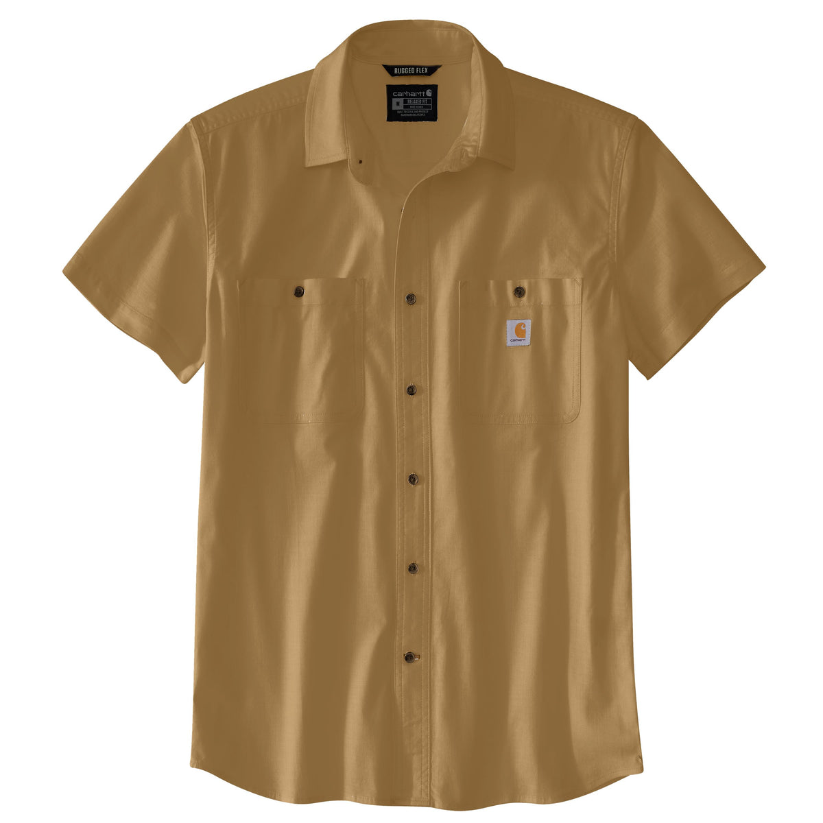 Carhartt Men's Rugged Flex Relaxed Fit Button-Down Short Sleeve Work Shirt Work Shirts Carhartt Shaded Beach 2XL Reg