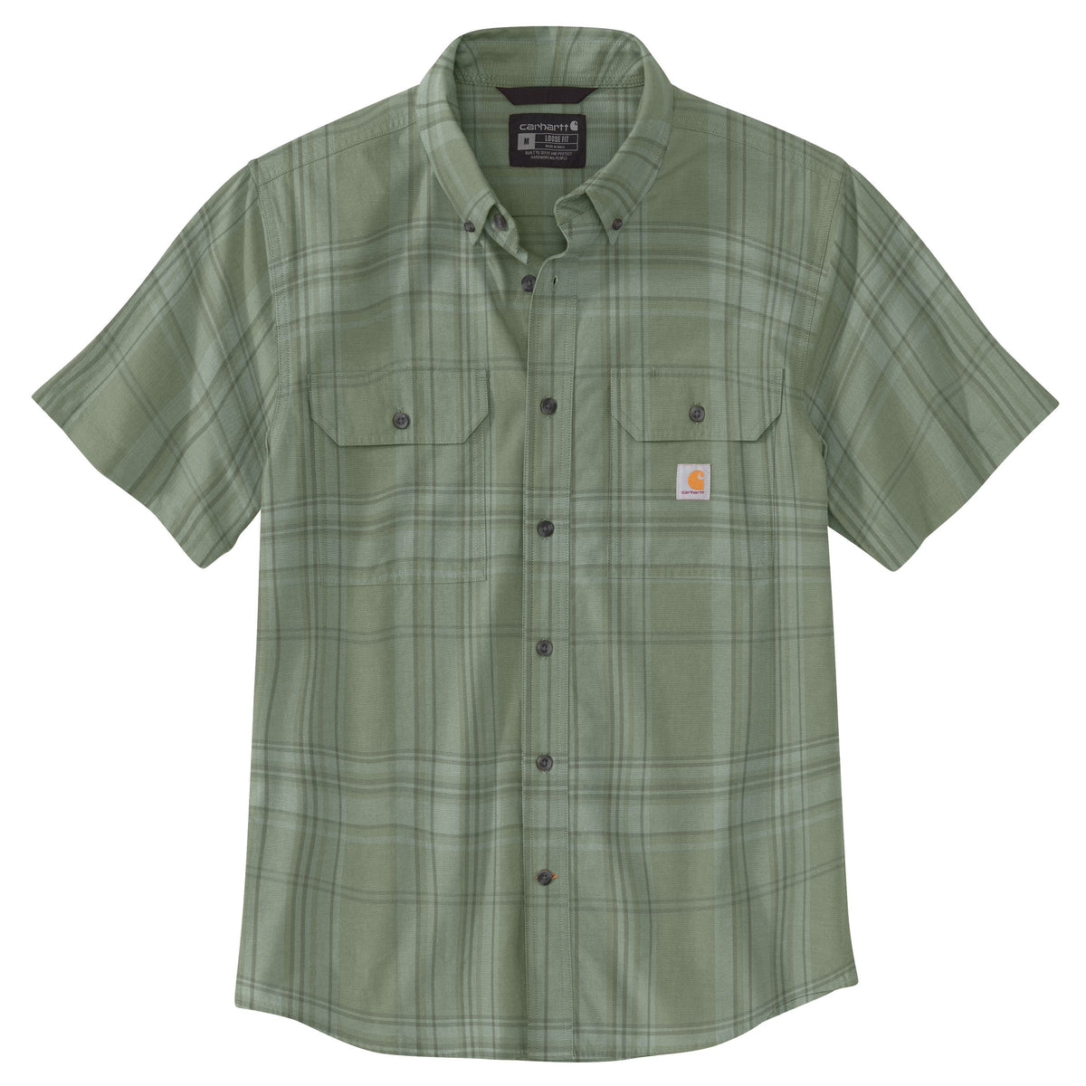Carhartt Men's Loose Fit Midweight Button-Down Short Sleeve Work Shirt Work Shirts Carhartt Sage 2XL Reg