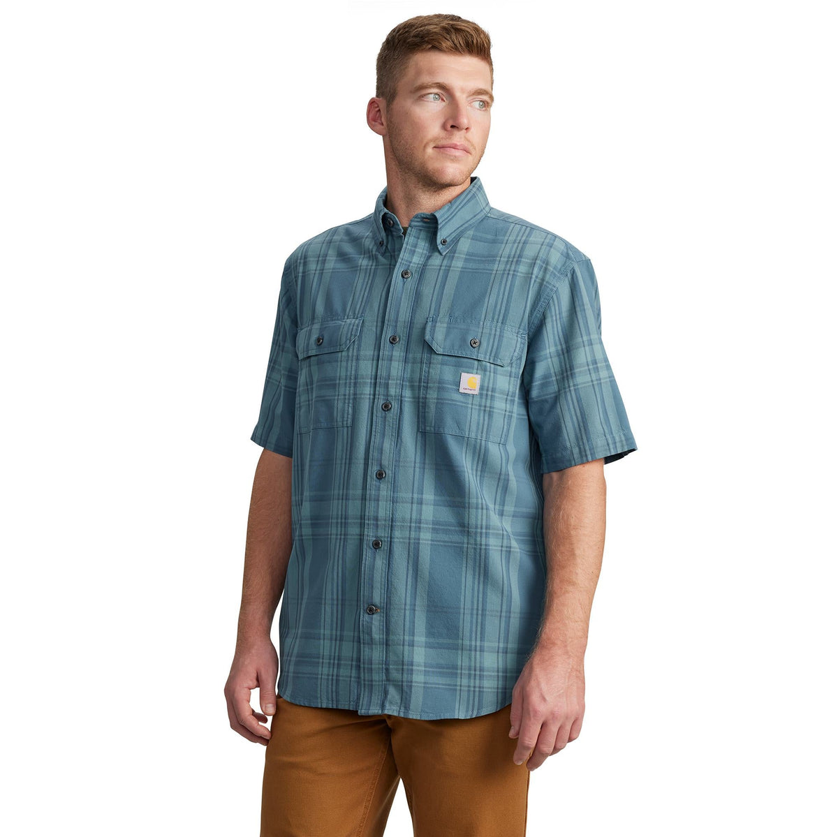 Carhartt Men's Loose Fit Midweight Button-Down Short Sleeve Work Shirt Work Shirts Carhartt