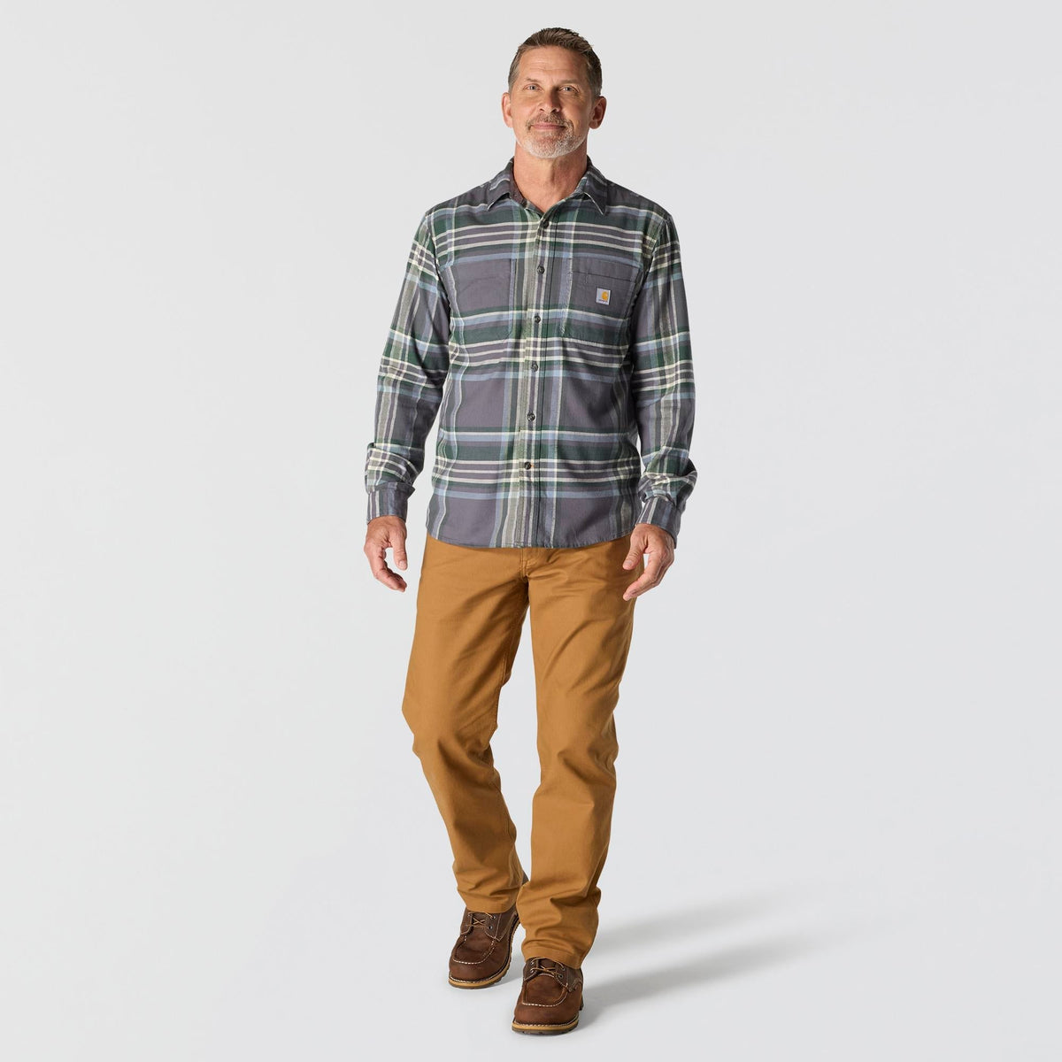 Carhartt Men's Rugged Flex™ Relaxed Fit Midweight Flannel Plaid Work Shirt Work Shirts Carhartt