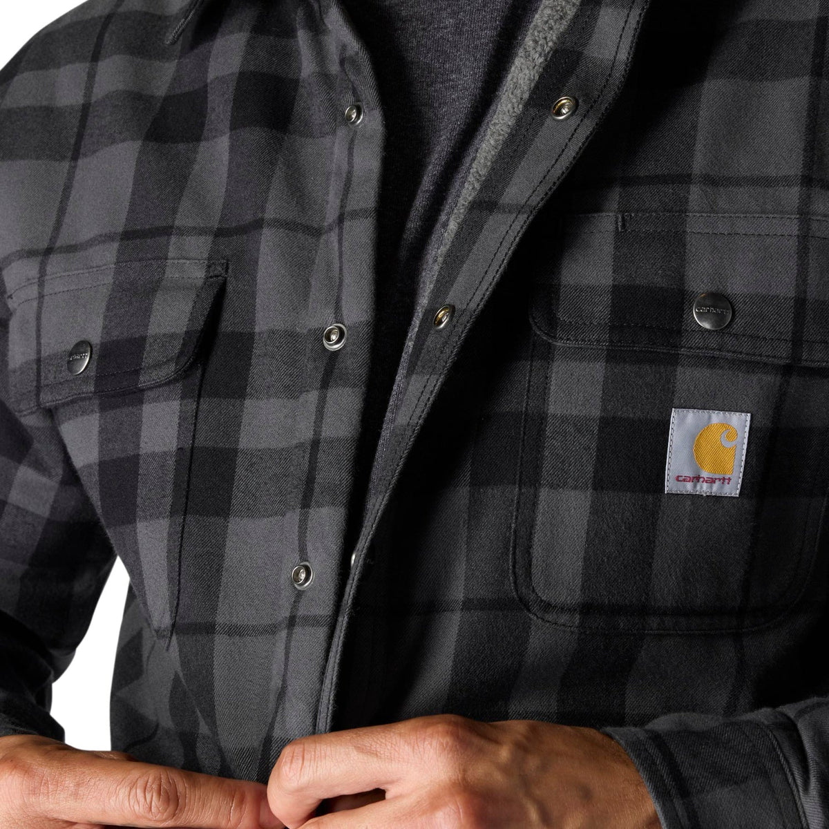 Carhartt Men's Relaxed Fit Sherpa-Lined Long Sleeve Flannel Shirt Jac Long Sleeve T-Shirts Carhartt