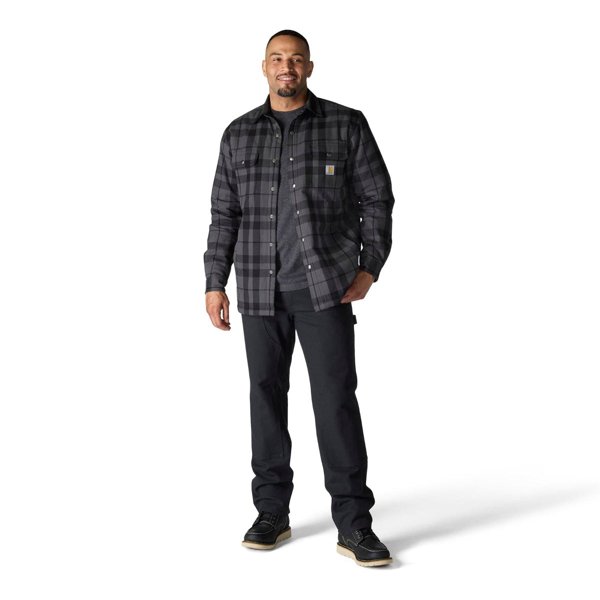 Carhartt Men's Relaxed Fit Sherpa-Lined Long Sleeve Flannel Shirt Jac Long Sleeve T-Shirts Carhartt