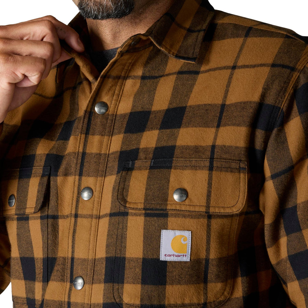 Carhartt Men's Relaxed Fit Sherpa-Lined Long Sleeve Flannel Shirt Jac Long Sleeve T-Shirts Carhartt
