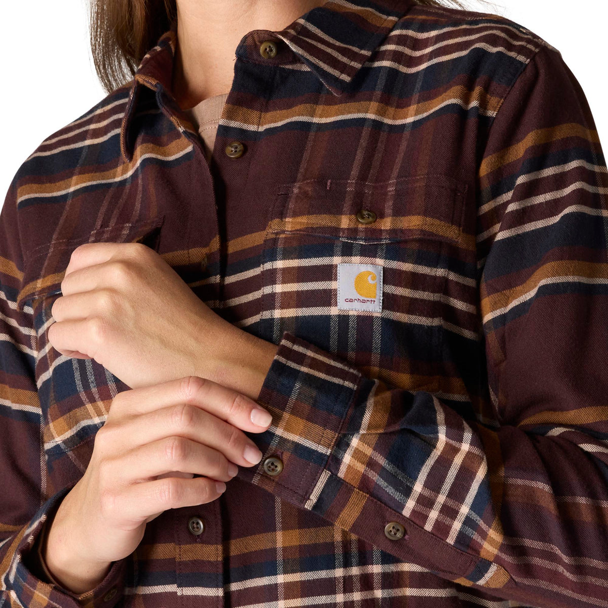 Carhartt Women's TENCEL™ Relaxed Fit Plaid Long Sleeve Work Shirt Work Shirts Carhartt