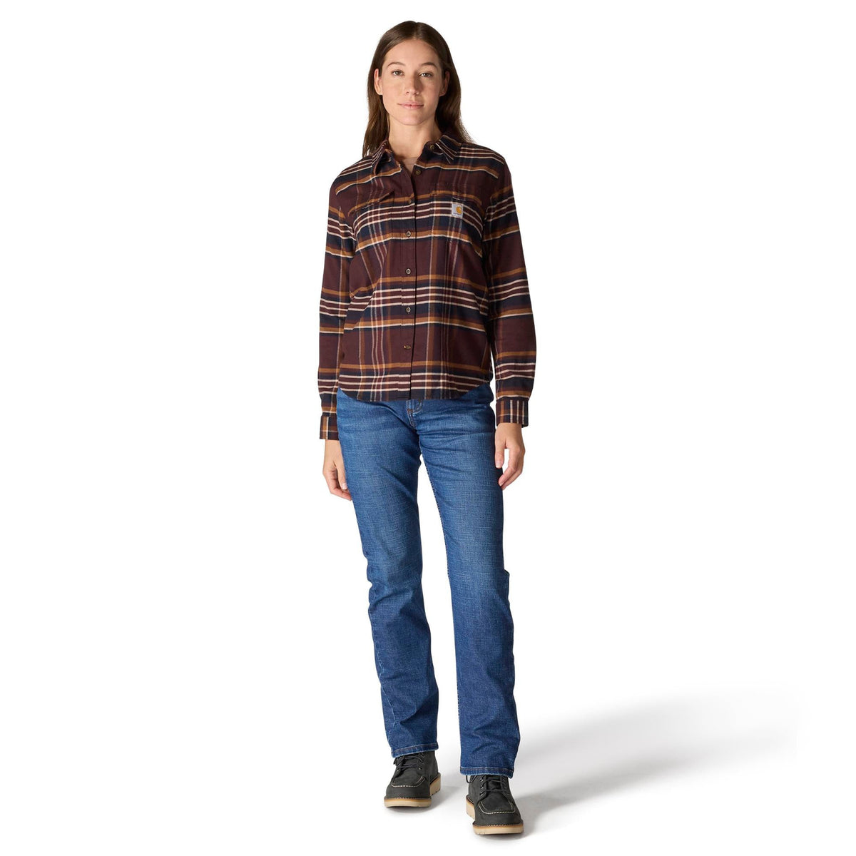 Carhartt Women's TENCEL™ Relaxed Fit Plaid Long Sleeve Work Shirt Work Shirts Carhartt