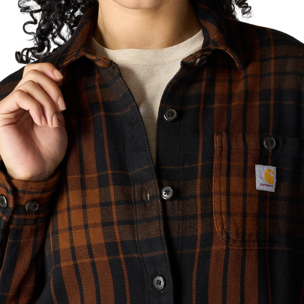 Carhartt Women's TENCEL™ Loose Fit Twill Plaid Long Sleeve Work Shirt Work Shirts Carhartt