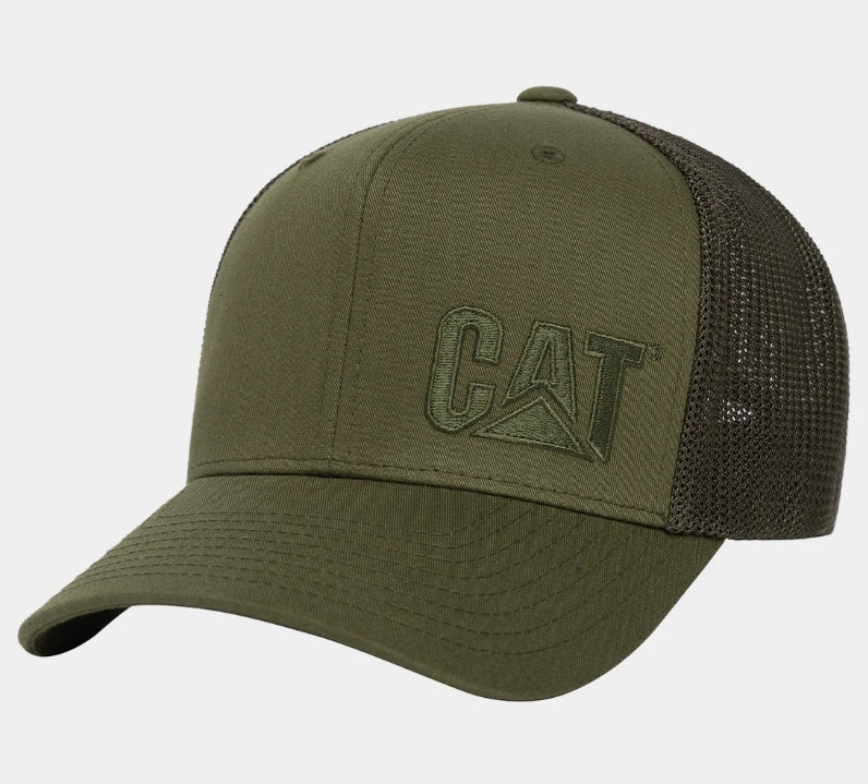 CAT Trademark Flexfit® Trucker Hat Hats & Caps CAT Army Moss OS