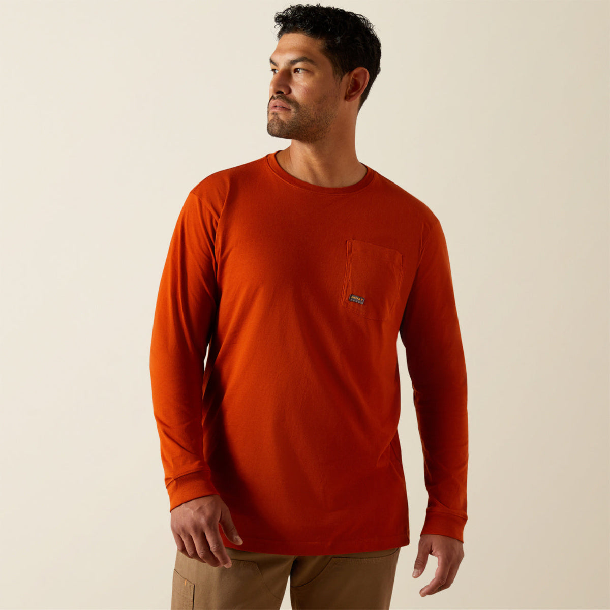 Ariat Men's Rebar® CottonStrong™ Graphic Long Sleeve Pocket T-Shirt Long Sleeve T-Shirts Ariat Potter's Clay 2XL Reg