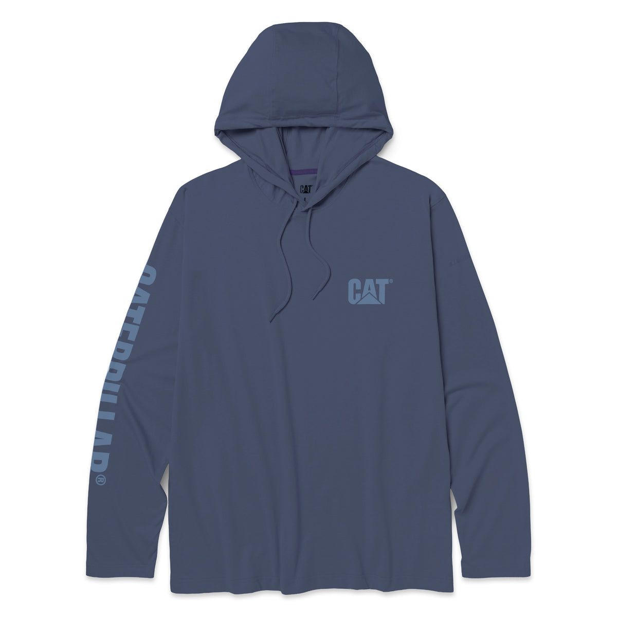 CAT Men's UPF 50 Hooded Long Sleeve T-Shirt Long Sleeve T-Shirts CAT Vintage Indigo 2XL Reg