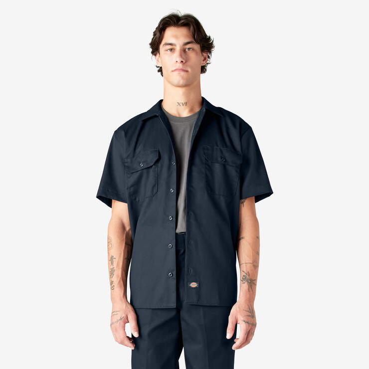 Dickies Men's Short Sleeve Work Shirt Work Shirts Dickies Dark Navy 2XL Reg
