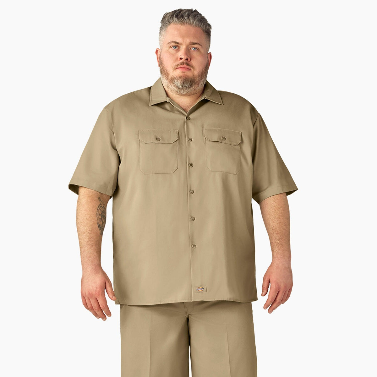 Dickies Men's Short Sleeve Work Shirt_Khaki - KO, pfas - Work World - Workwear, Work Boots, Safety Gear