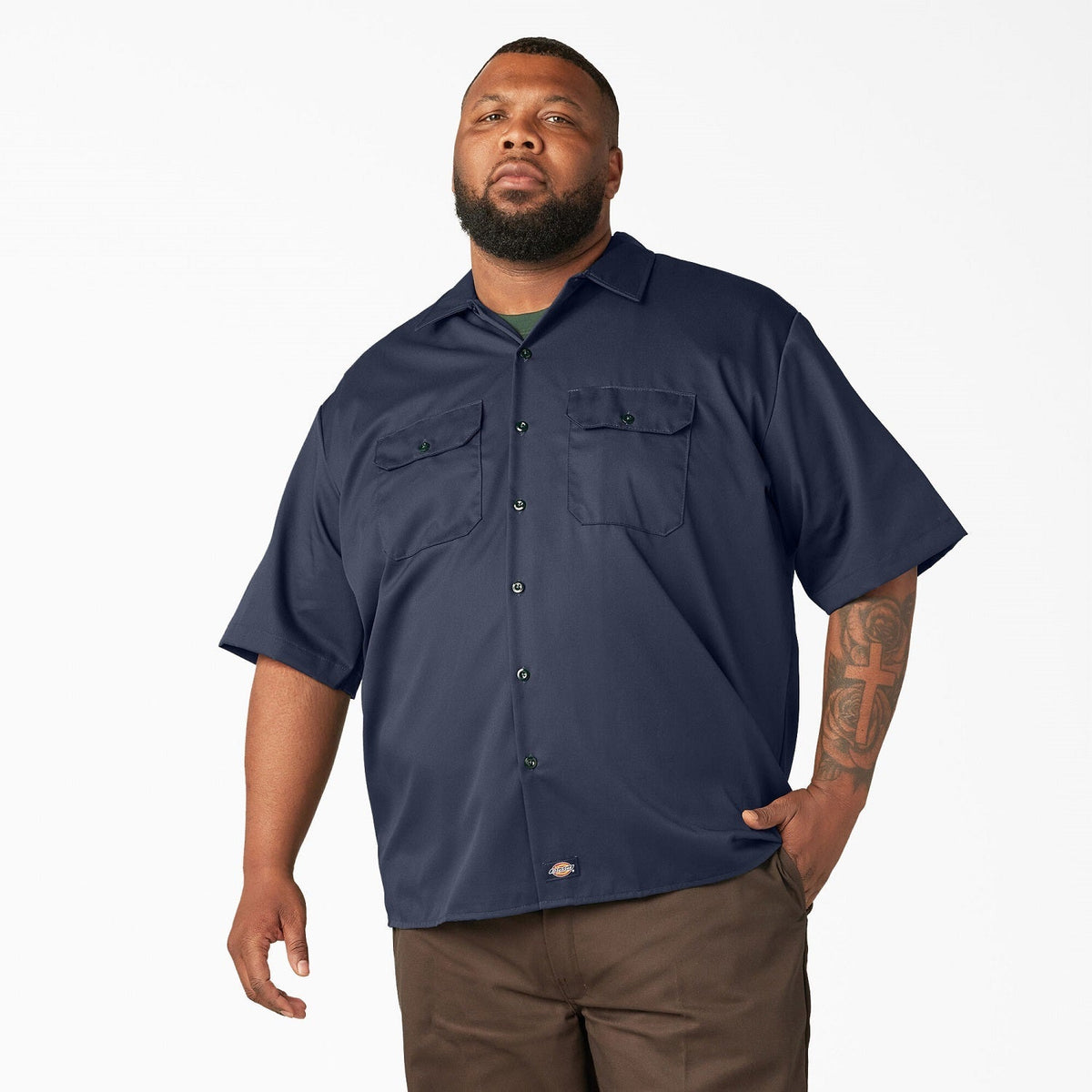 Dickies Men's Short Sleeve Work Shirt_Navy - KO, pfas - Work World - Workwear, Work Boots, Safety Gear