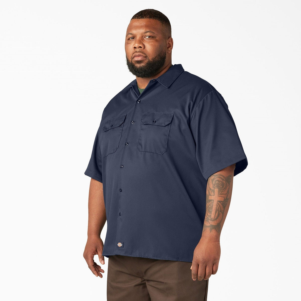 Dickies Men's Short Sleeve Work Shirt_Navy - KO, pfas - Work World - Workwear, Work Boots, Safety Gear