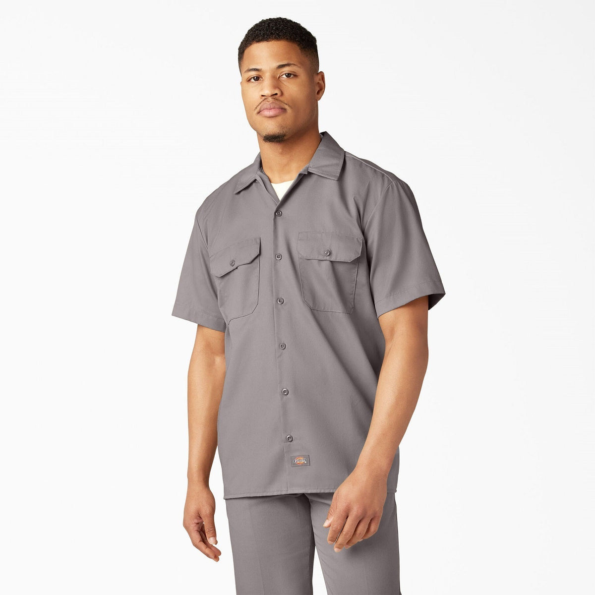 Dickies Men's Short Sleeve Work Shirt_Silver - KO, pfas - Work World - Workwear, Work Boots, Safety Gear