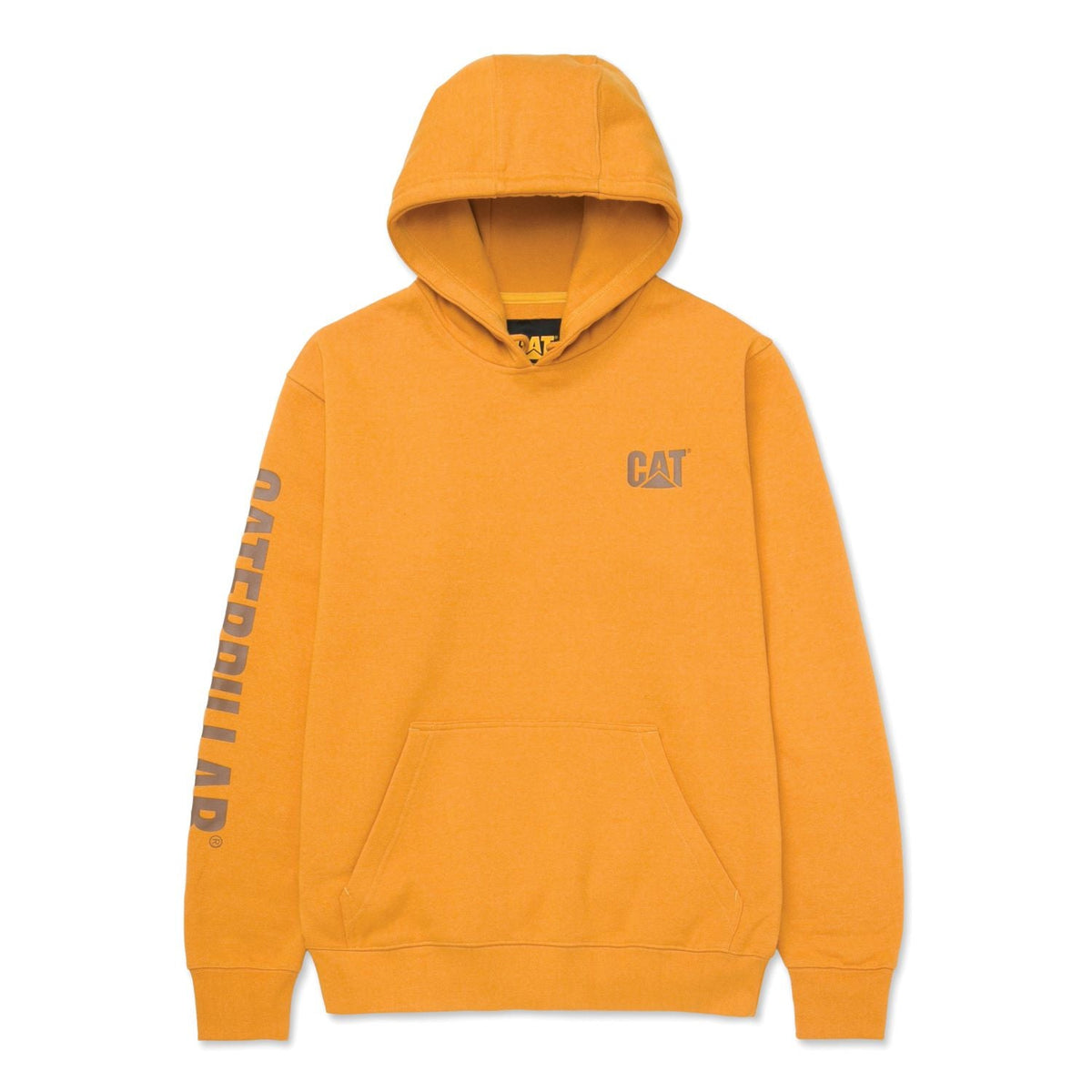 CAT Men's Banner Logo Hooded Sweatshirt Sweatshirts & Hoodies CAT Mustard Yellow Heather 2XL Reg