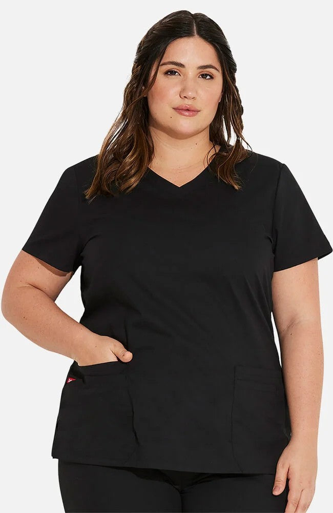 Dickies Women's 5-Pocket Shaped V-Neck Scrub Top Scrubs Dickies Black 2XL Reg