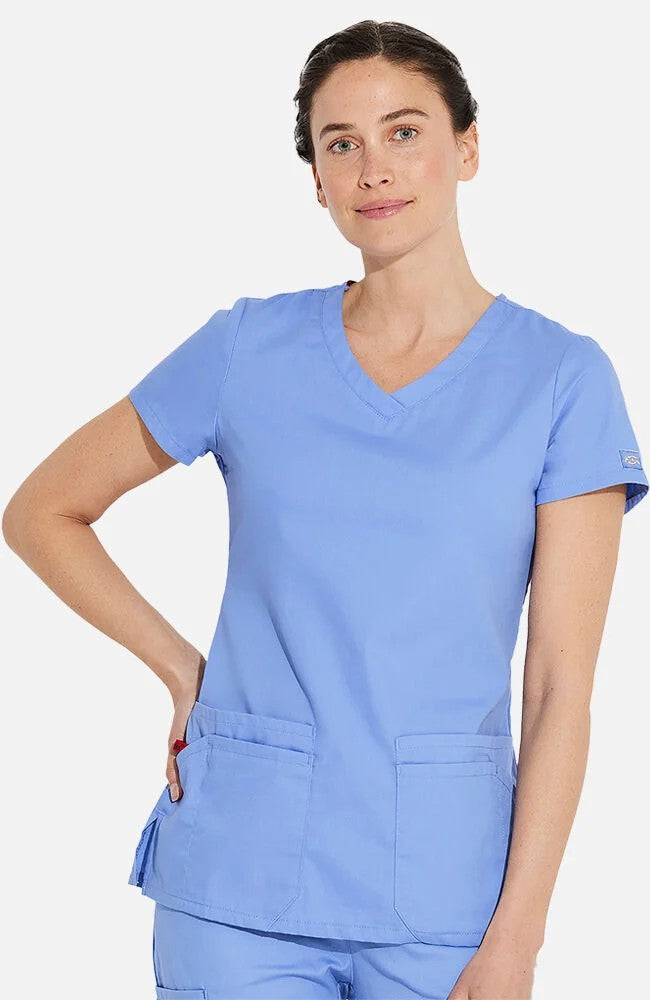 Dickies Women's 5-Pocket Shaped V-Neck Scrub Top Scrubs Dickies Ciel 2XL Reg