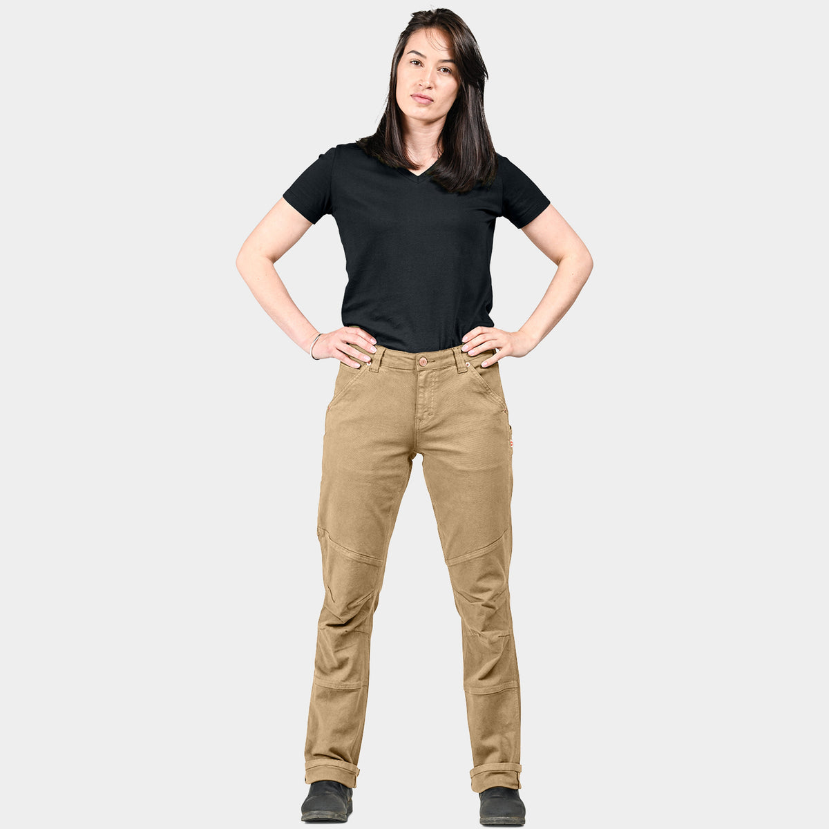 Dovetail Workwear Women's GO TO Double-Front Canvas Stretch Pant Pants Dovetail Workwear Sawdust Brown 10 30 Inseam
