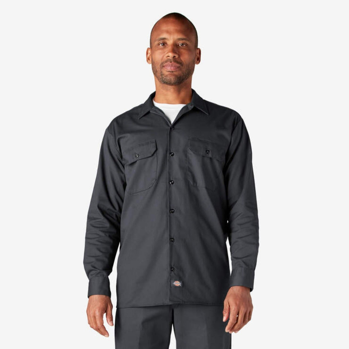 Dickies Men's Button-Down Chest Pocket Long Sleeve Work Shirt Work Shirts Dickies Charcoal 2XL Reg