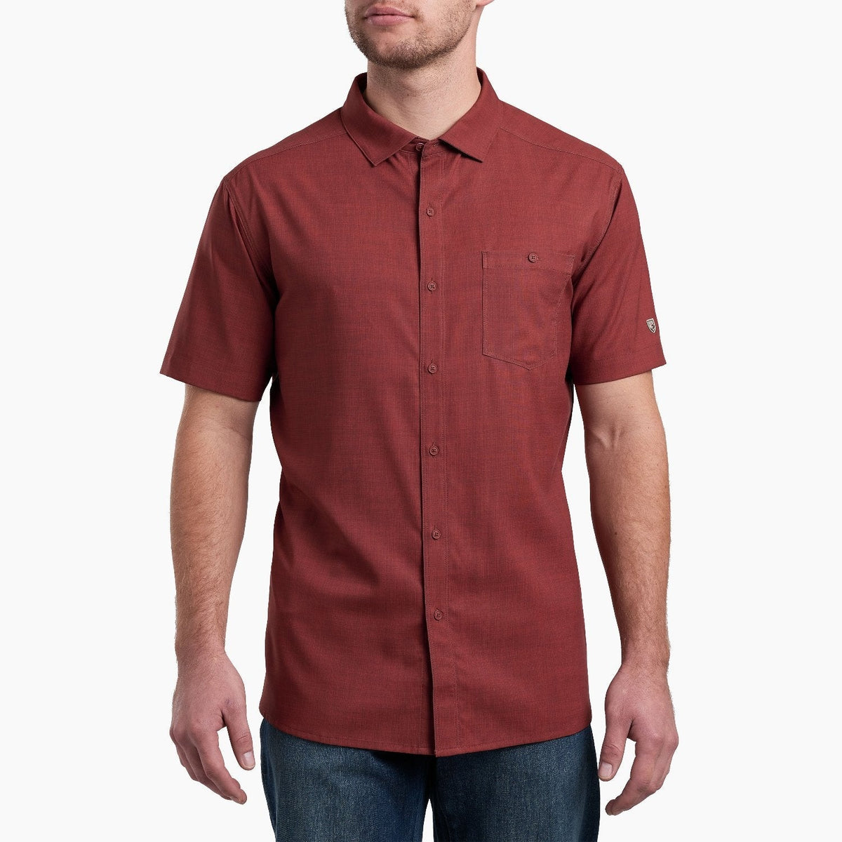KÜHL Men's Persuadr UPF-50 Button-Down Short Sleeve Shirt Work Shirts KUHL Rusted Sun 2XL Reg