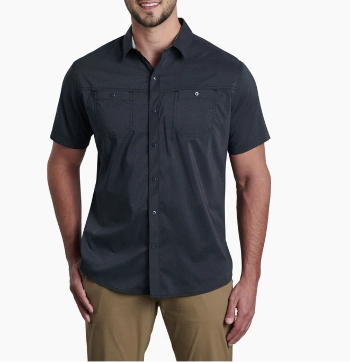 KÜHL Men's STEALTH 3 Pocket Snap-Front Short Sleeve Work Shirt Work Shirts KUHL Blackout 2XL Reg
