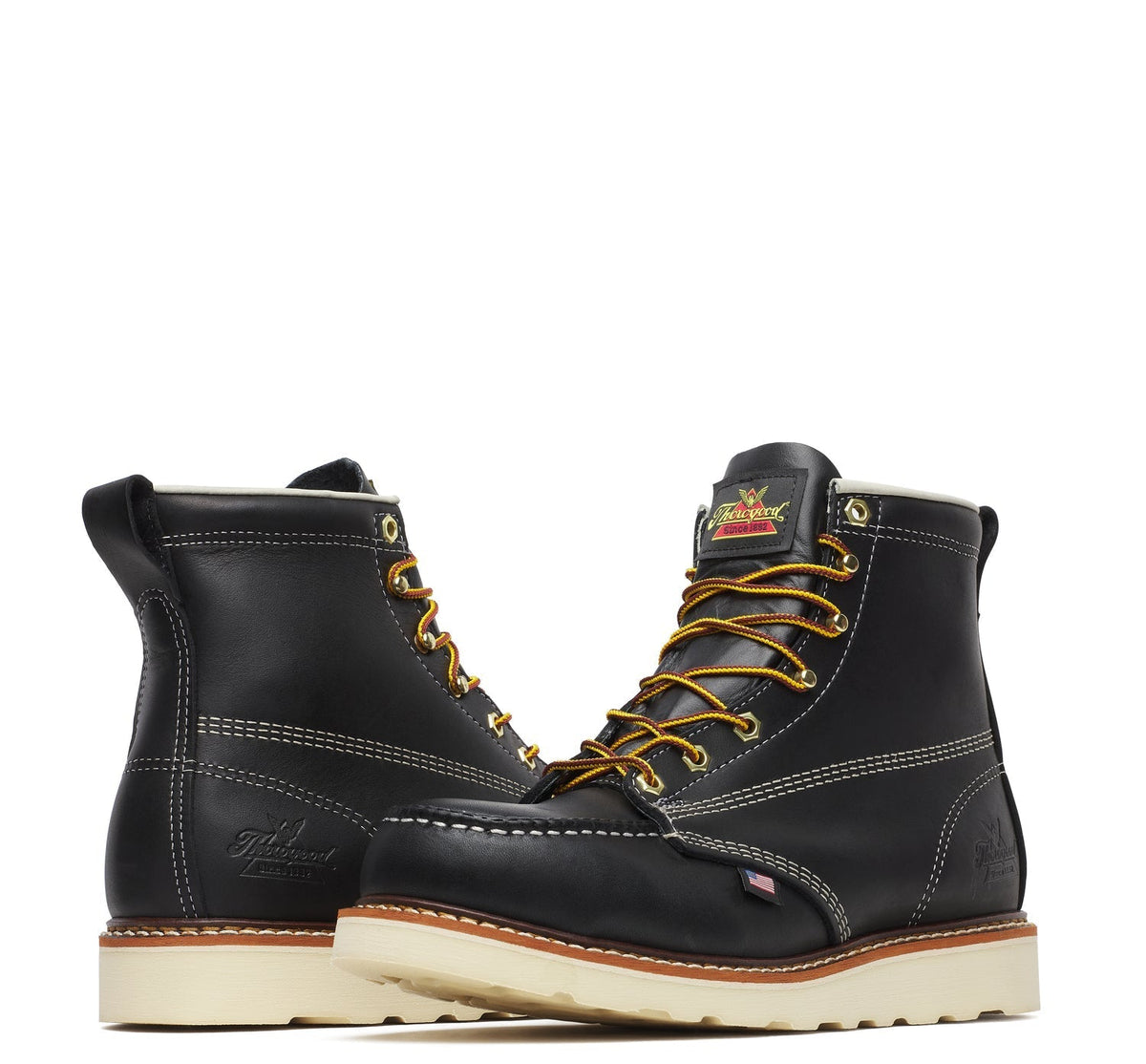 Thorogood Men's American Heritage MAXWear Wedge™ 6" Steel Toe Work Boot_Black Work Boots Thorogood