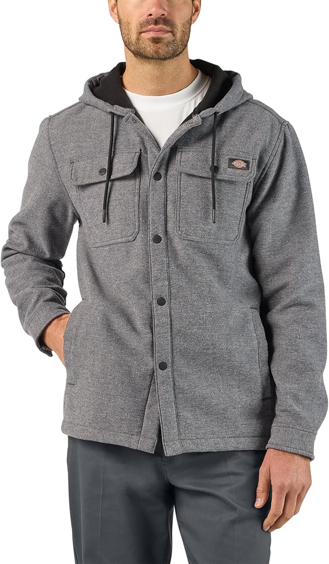 Dickies Men's DWR Bonded Relaxed Fit Snap-Up Hooded Shirt Jac Jackets & Coats Dickies December Sky 2XL Reg