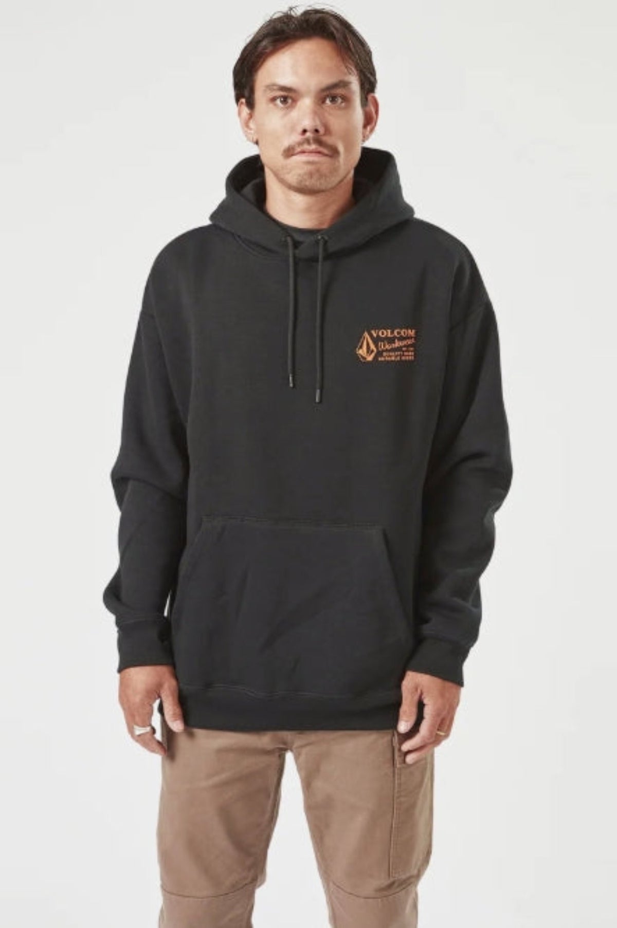 Volcom Men's Logo Graphic Fleece Pullover Hoodie Sweatshirts & Hoodies Volcom Black 2XL Reg