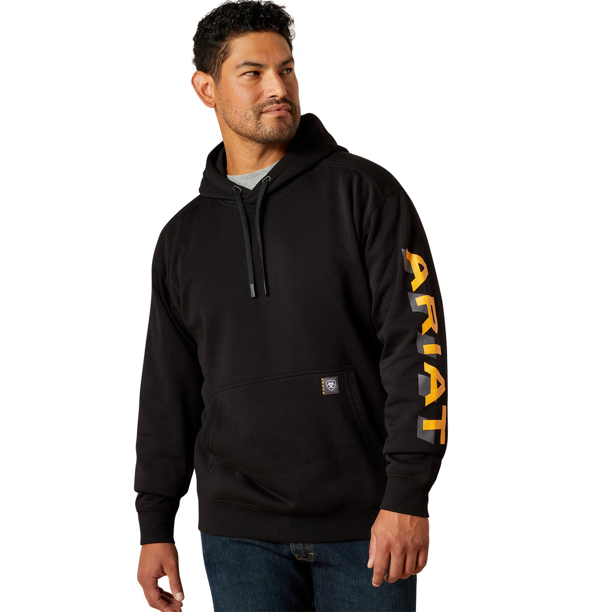 Ariat Men's Rebar Lightweight Logo Hoodie Sweatshirts & Hoodies Ariat Black/Rebar Orange 2XL Reg