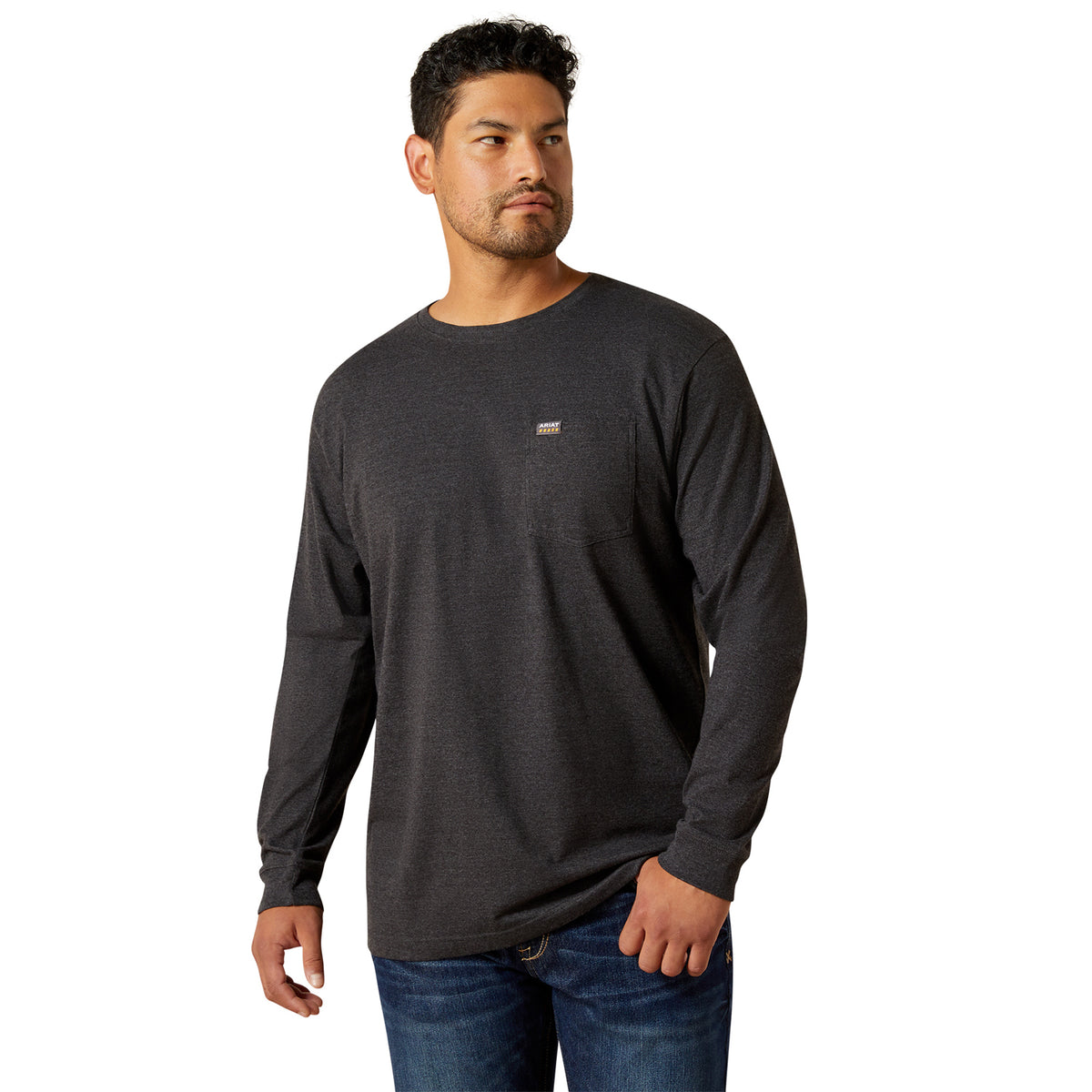Ariat Men's Rebar Cotton Strong Standard Pocket T-Shirt Long Sleeve T-Shirts Ariat Charcoal Heather 2XL Reg