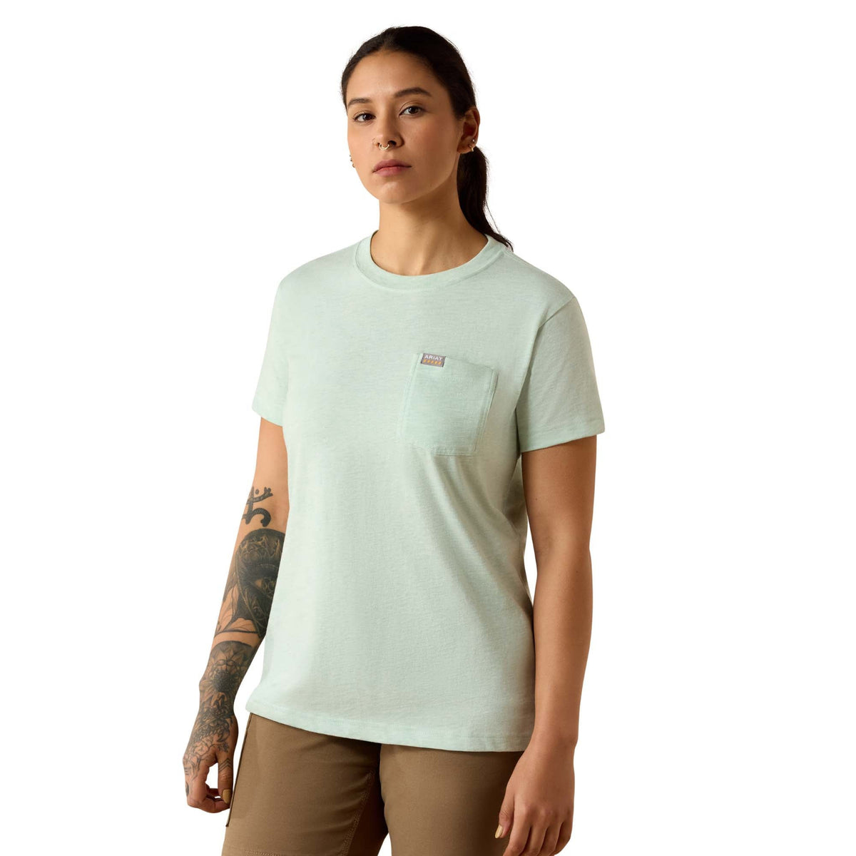 Ariat Women's Rebar Cotton Strong Space Dyed T-Shirt T-Shirts Ariat Clearly Aqua 1XL Plus