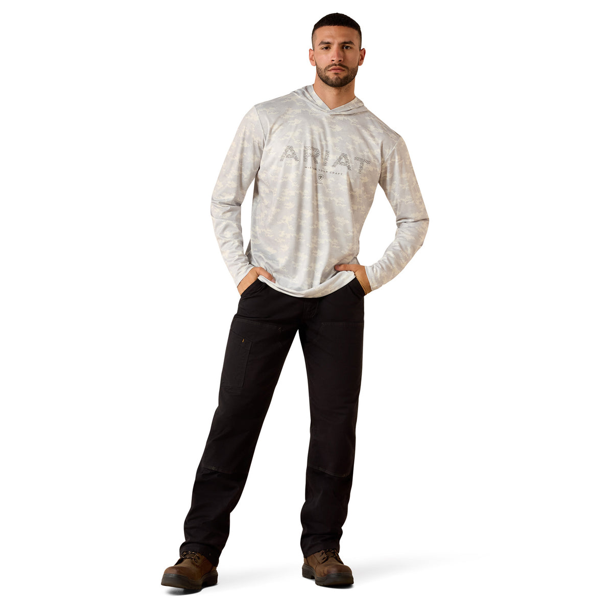 Ariat Men's Rebar Sunblocker Printed Craft Hooded Long Sleeve T-Shirt Sweatshirts & Hoodies Ariat