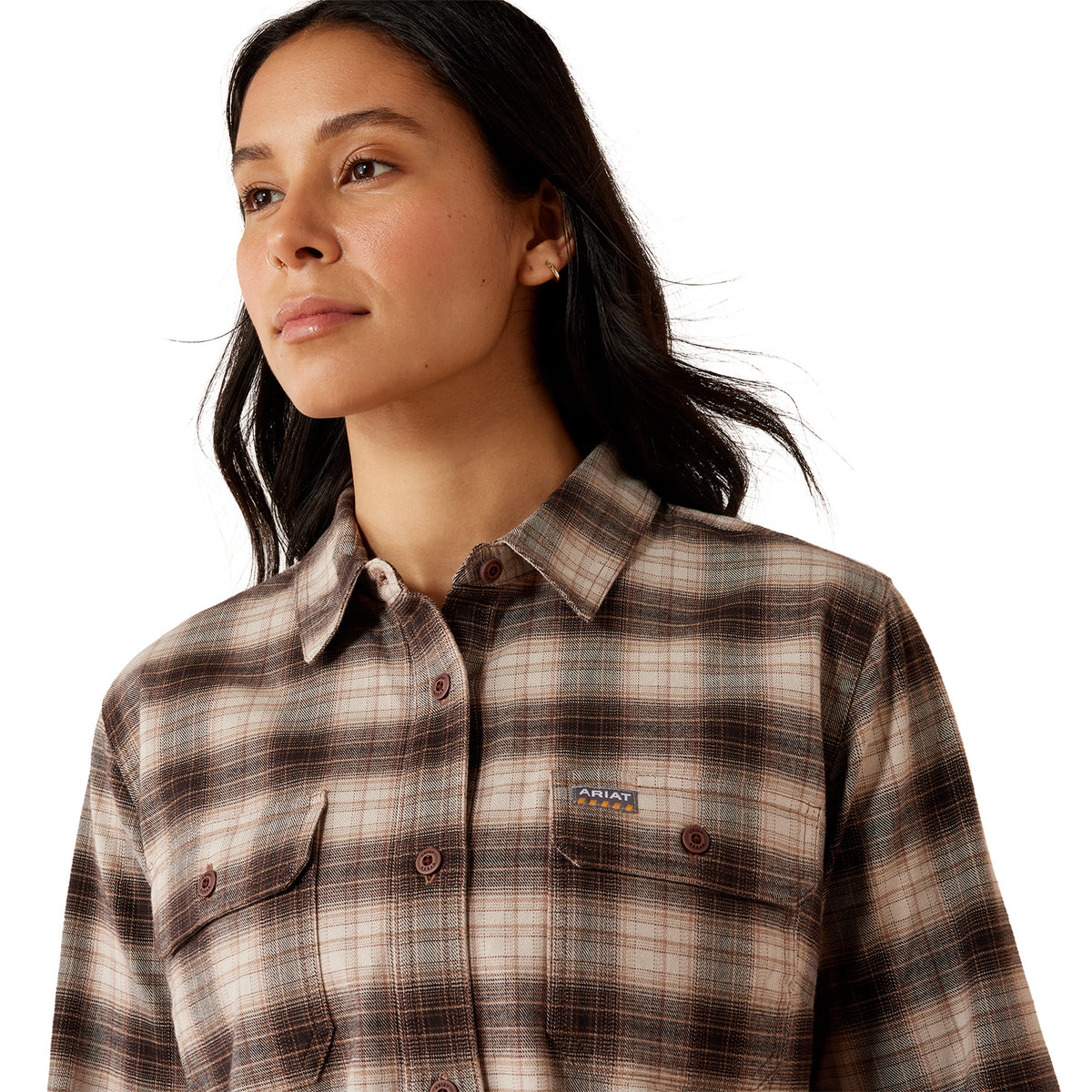 Ariat Women's Rebar DuraStretch Long Sleeve Flannel Tunic Work Shirts Ariat