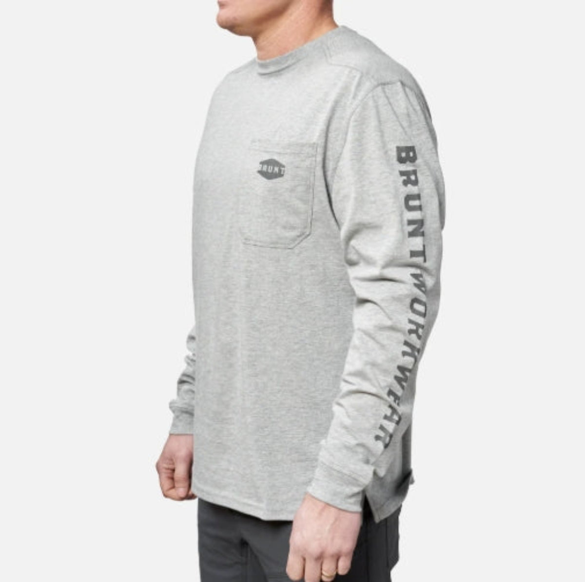 BRUNT Men's The Brunt Utility Pocket Logo Long Short T-Shirt Long Sleeve T-Shirts BRUNT