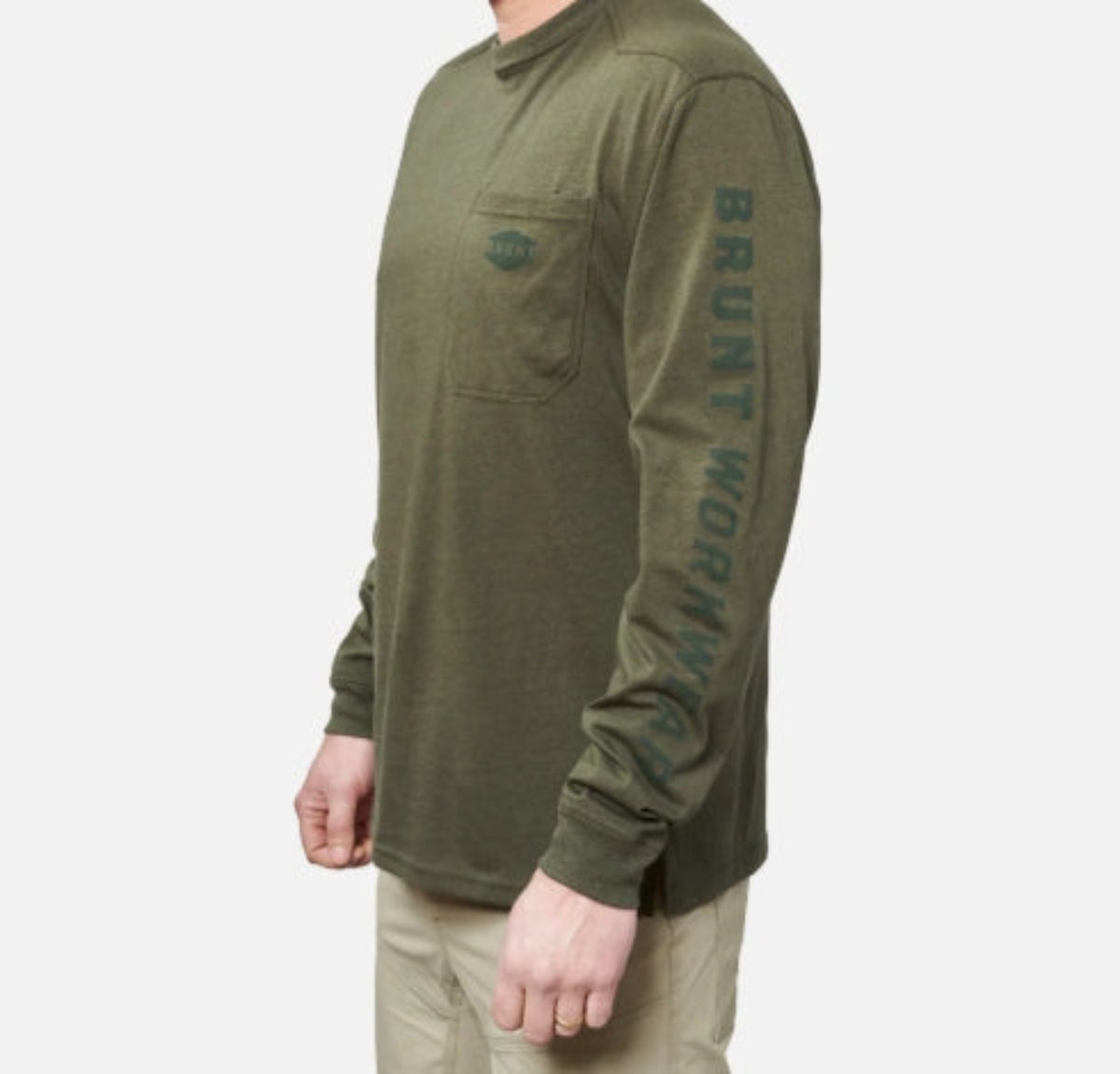 BRUNT Men's The Brunt Utility Pocket Logo Long Short T-Shirt Long Sleeve T-Shirts BRUNT