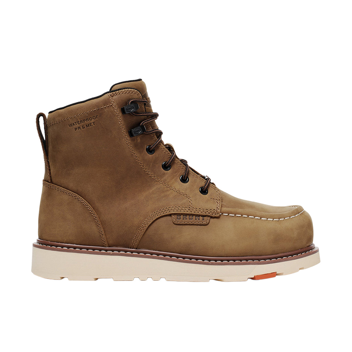 BRUNT Men's The Marin Metguard Puncture Resistant Waterproof Comp Toe Work Boot Work Boots BRUNT Brown 10 D/2E