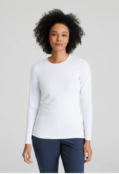 Barco Women's Accelerate Underscrub Long Sleeve T-Shirt Scrubs Barco White 2XL Reg