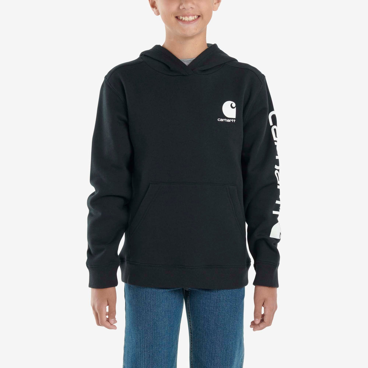Carhartt Boys' Long Sleeve Graphic Sweatshirt Sweatshirts & Hoodies Carhartt Caviar Black L 14/16 Big Kid