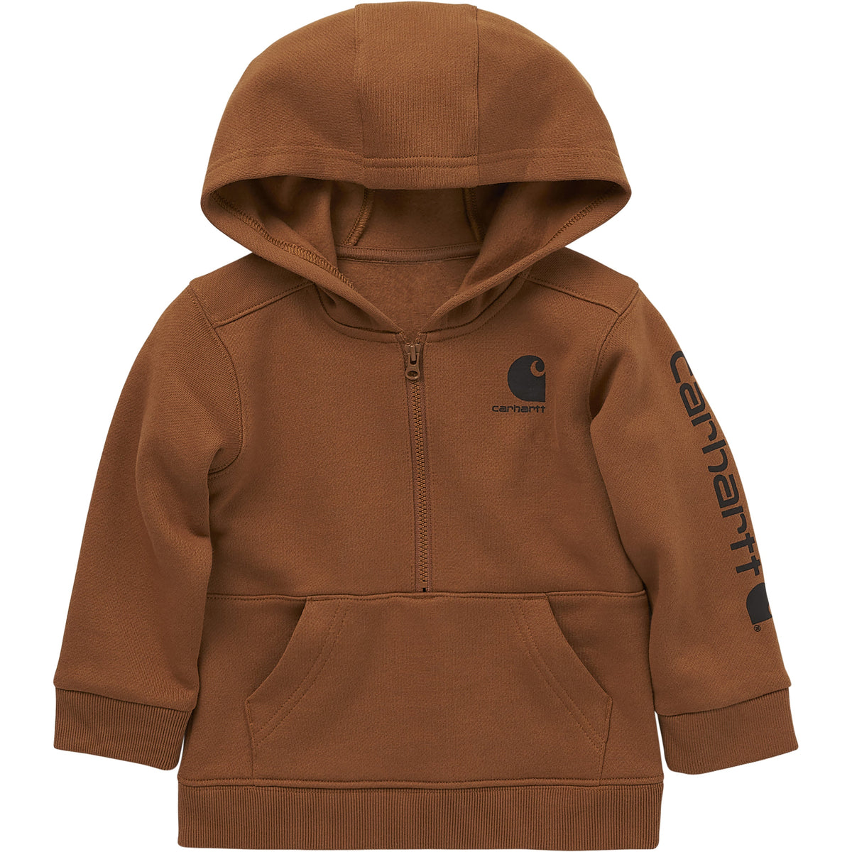 Carhartt Kids' Half Zip Hooded Sweatshirt Sweatshirts & Hoodies Carhartt Carhartt Brown 12M Infant