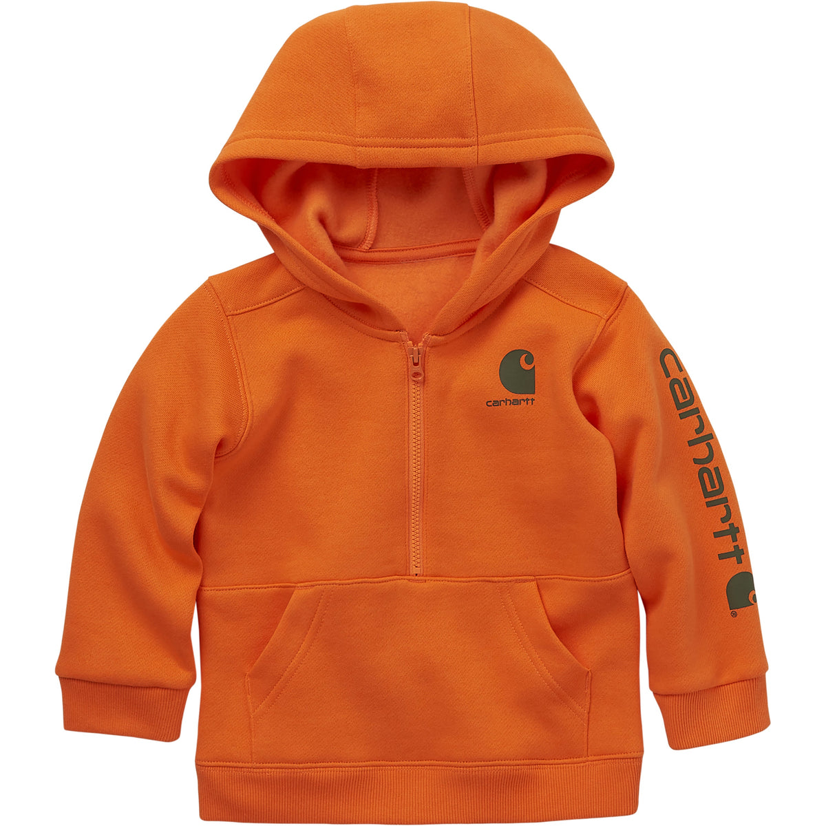 Carhartt Kids' Half Zip Hooded Sweatshirt Sweatshirts & Hoodies Carhartt Exotic Orange 12M Infant