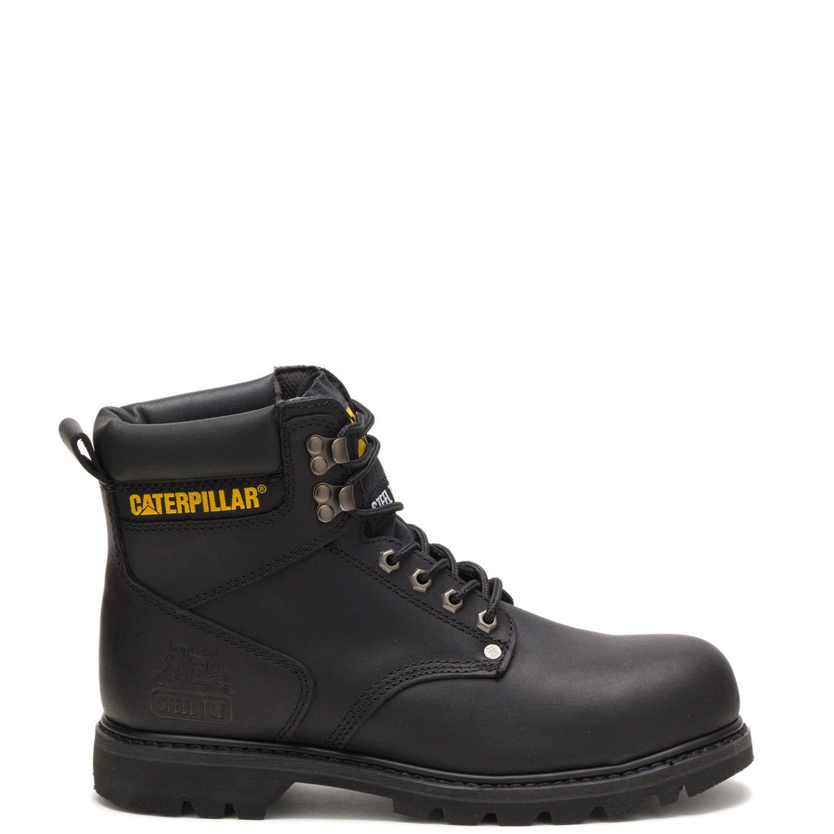 CAT Men's Second Shift 6" Steel Toe Boot Work Boots CAT Black 10.5 M
