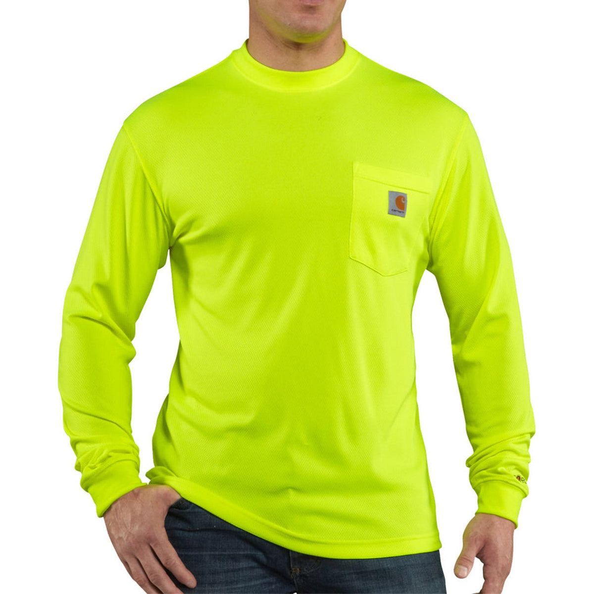 Carhartt Men's Force Color Enhanced Hi-Vis Long Sleeve T-Shirt Long Sleeve T-Shirts Carhartt Brite Lime 2XL Reg