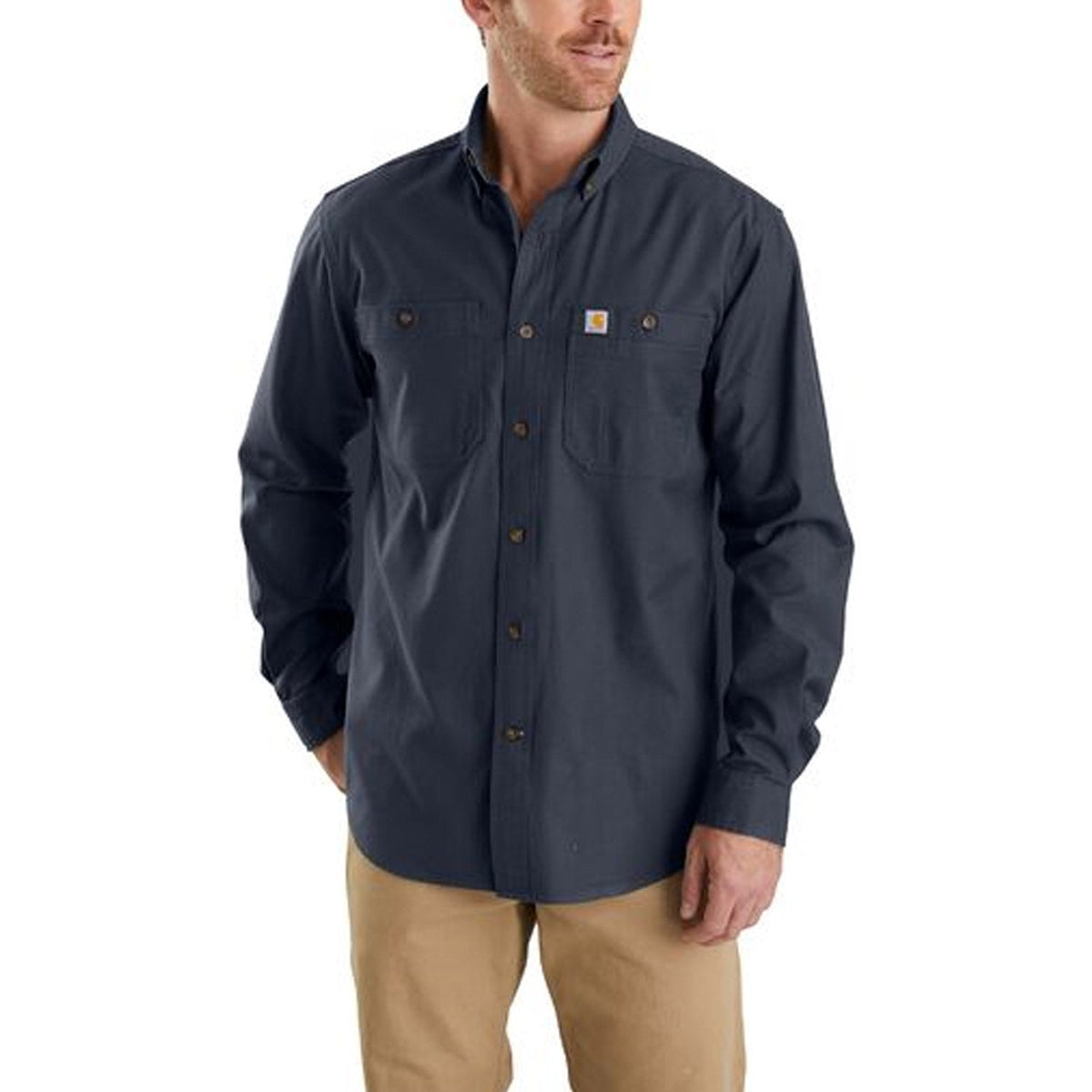 Carhartt Men's Rugged Flex® Rigby Button-Down Long Sleeve Shirt Work Shirts Carhartt Navy 2XL Reg