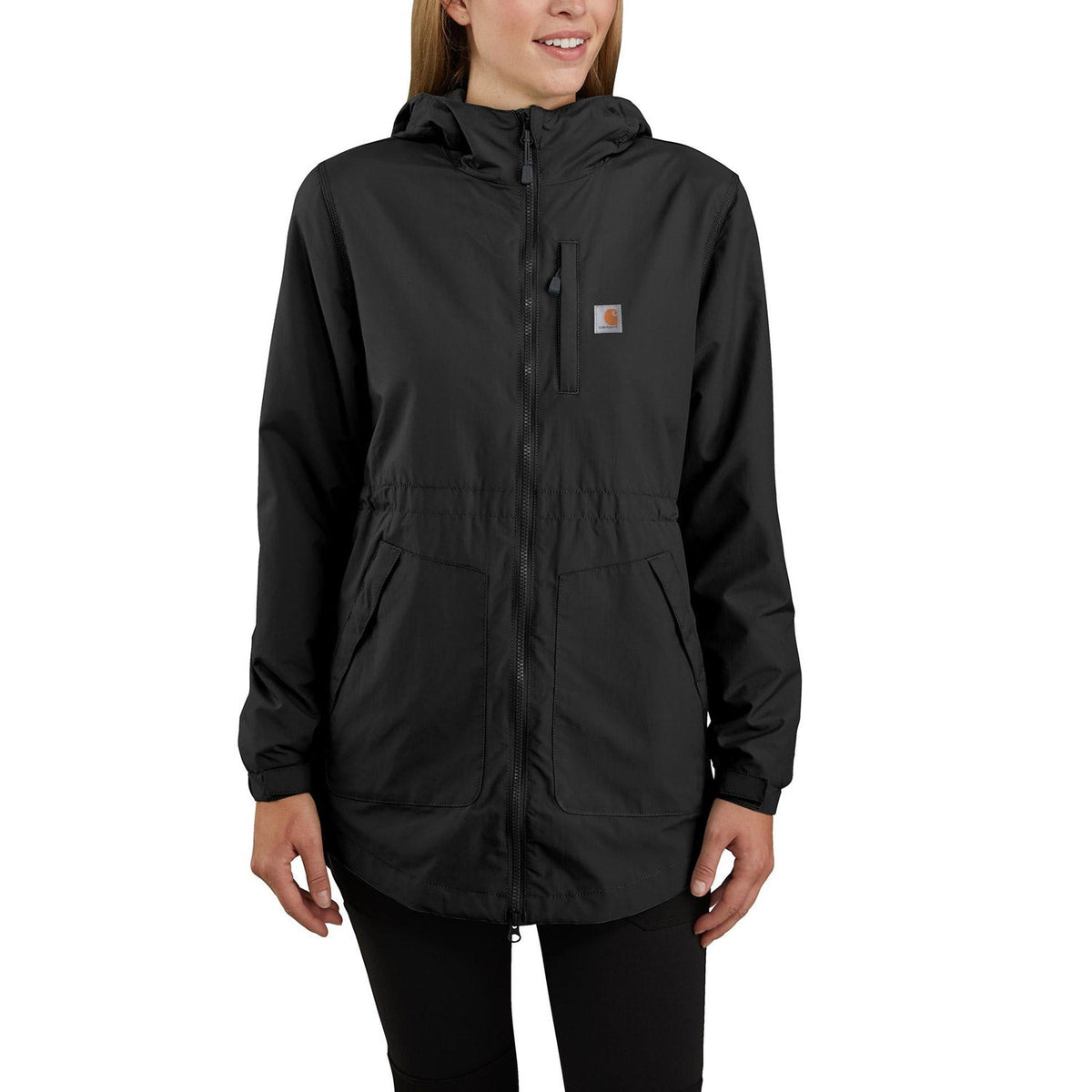 Carhartt Women's Mesh-Lined Lightweight Rain Jacket Rainwear Carhartt Black 1XL Plus