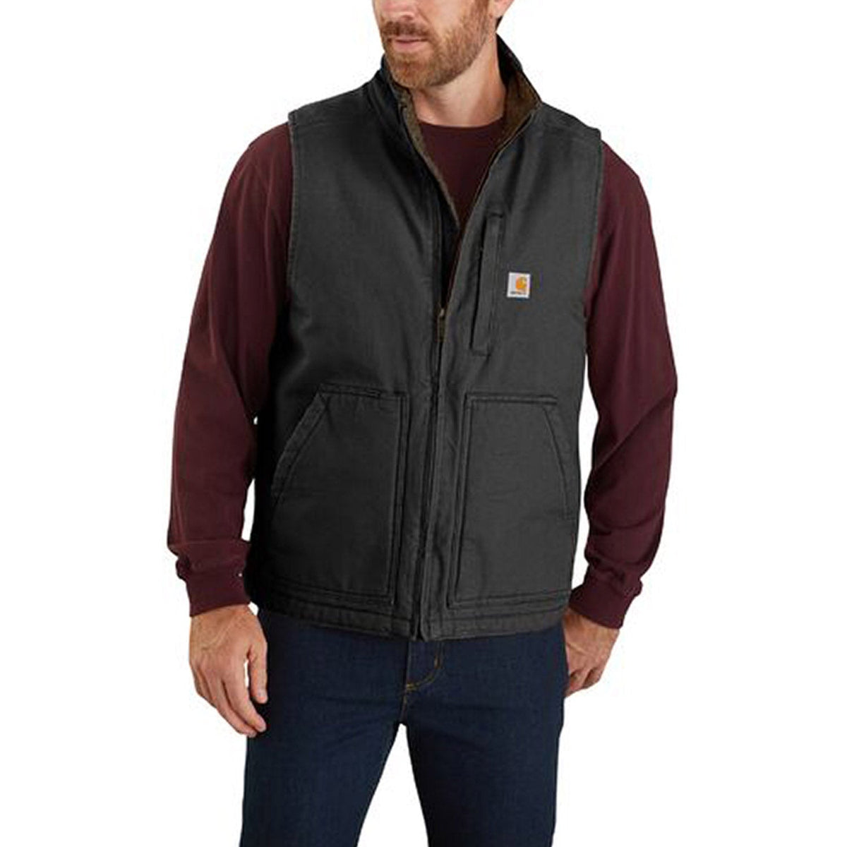 Carhartt Men's Washed Duck Mock Neck Vest Vests Carhartt Black 2XL Reg